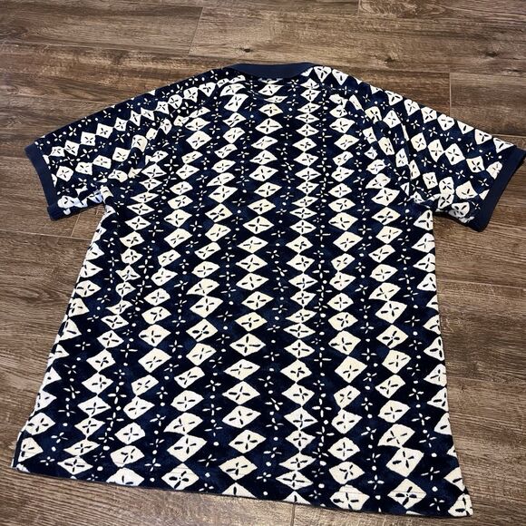 J Crew Shirt Mens L oarsman Textured Terry Cloth Toweling Polo AOP Geometric - Picture 7 of 11